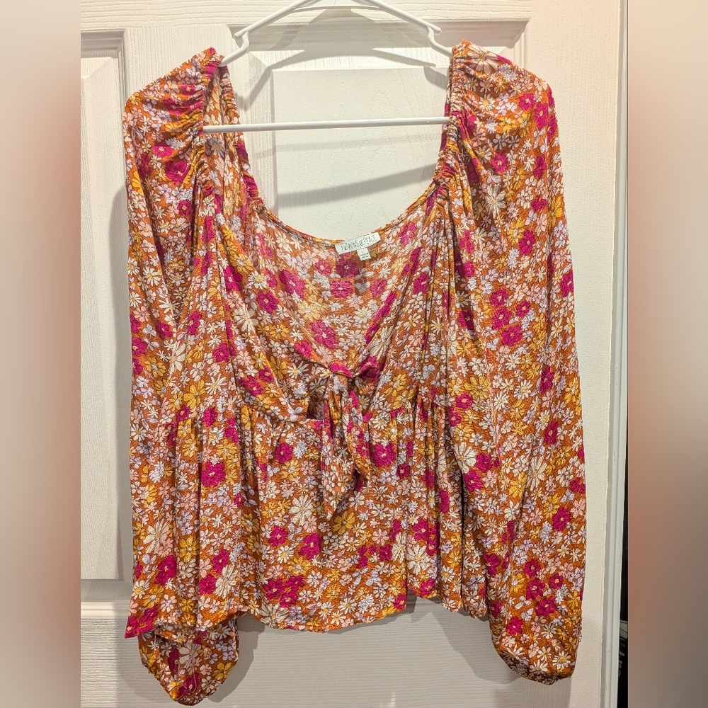 Patrons Of Peace Floral Boho Romantic Cottagecore Flowy Women's Top Size Large